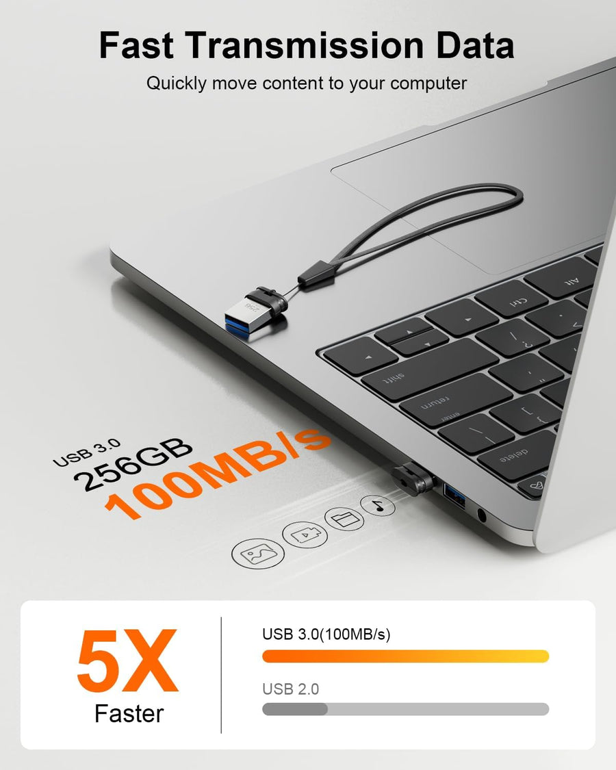 Unidad flash USB 3.0 de 256GB, Mini unidad flash a prueba de agua c...