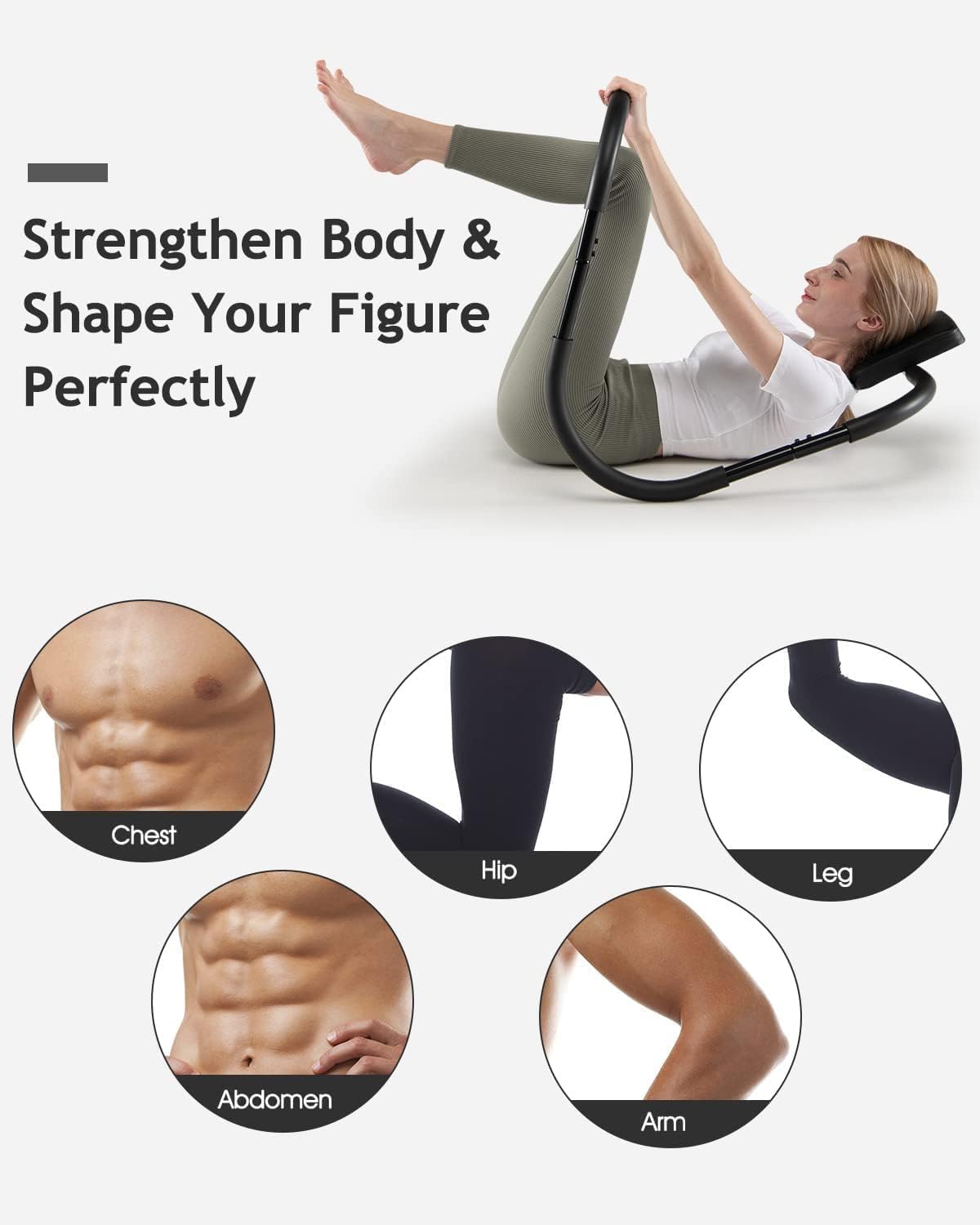 Equipo de abdominales para abdominales, rodillo abdominal, dispositivo asistente para sentarse, máquinas de entrenamiento abdominal para ejercicio en casa, fuerza central, negro