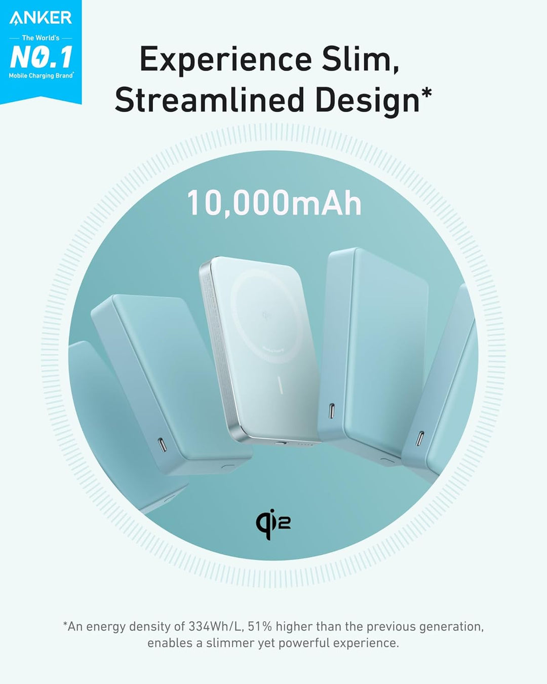 Anker MagGo Power Bank, batería magnética ultradelgada de 10,000 mA...