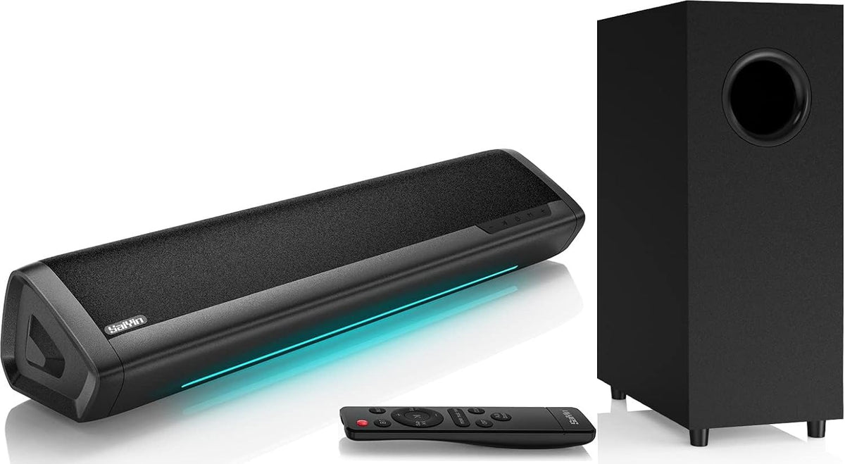 Barra de sonido Saiyin con subwoofer, sistema envolvente de cine en casa para TV PC