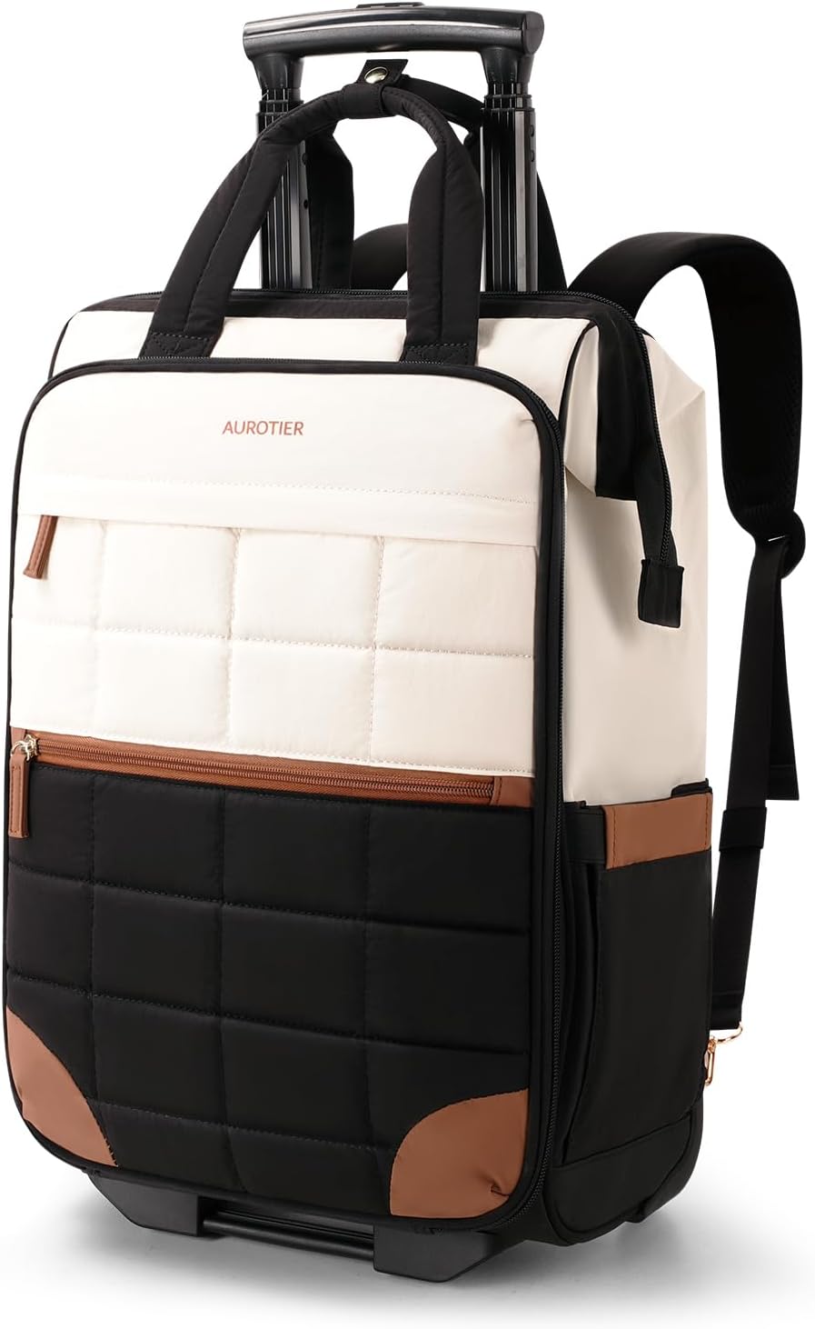 Mochila acolchada con ruedas para mujer, mochila para laptop con ru...