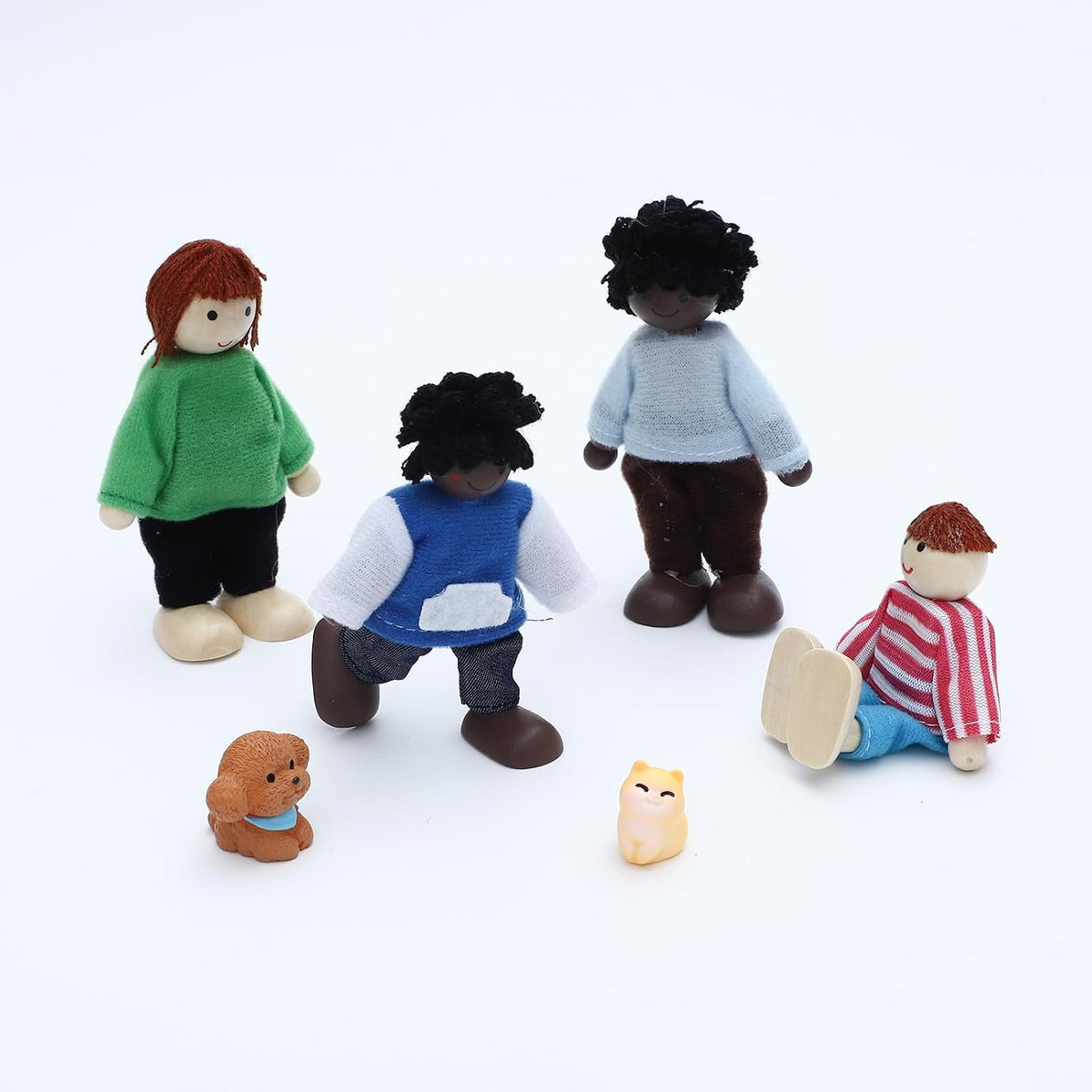 ONEST Juego de 10 piezas de casa de muñecas de madera, mini figuras