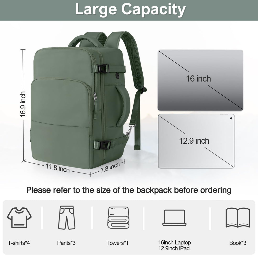 Mochila de Viaje Sinaliy, Verde militar, Grande, Viajes