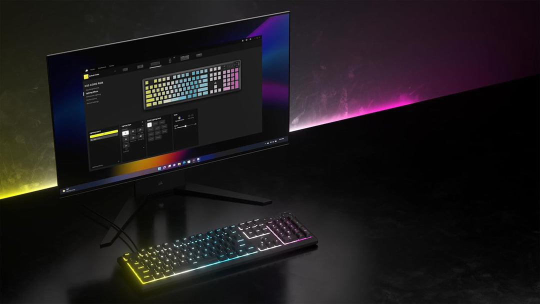 Corsair Teclado para juegos con membrana RGB K55 CORE - Diseño QWER...