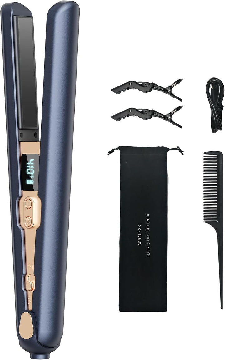 Plancha de pelo de viaje inalámbrica, plancha plana de 9600 mAh, 6...
