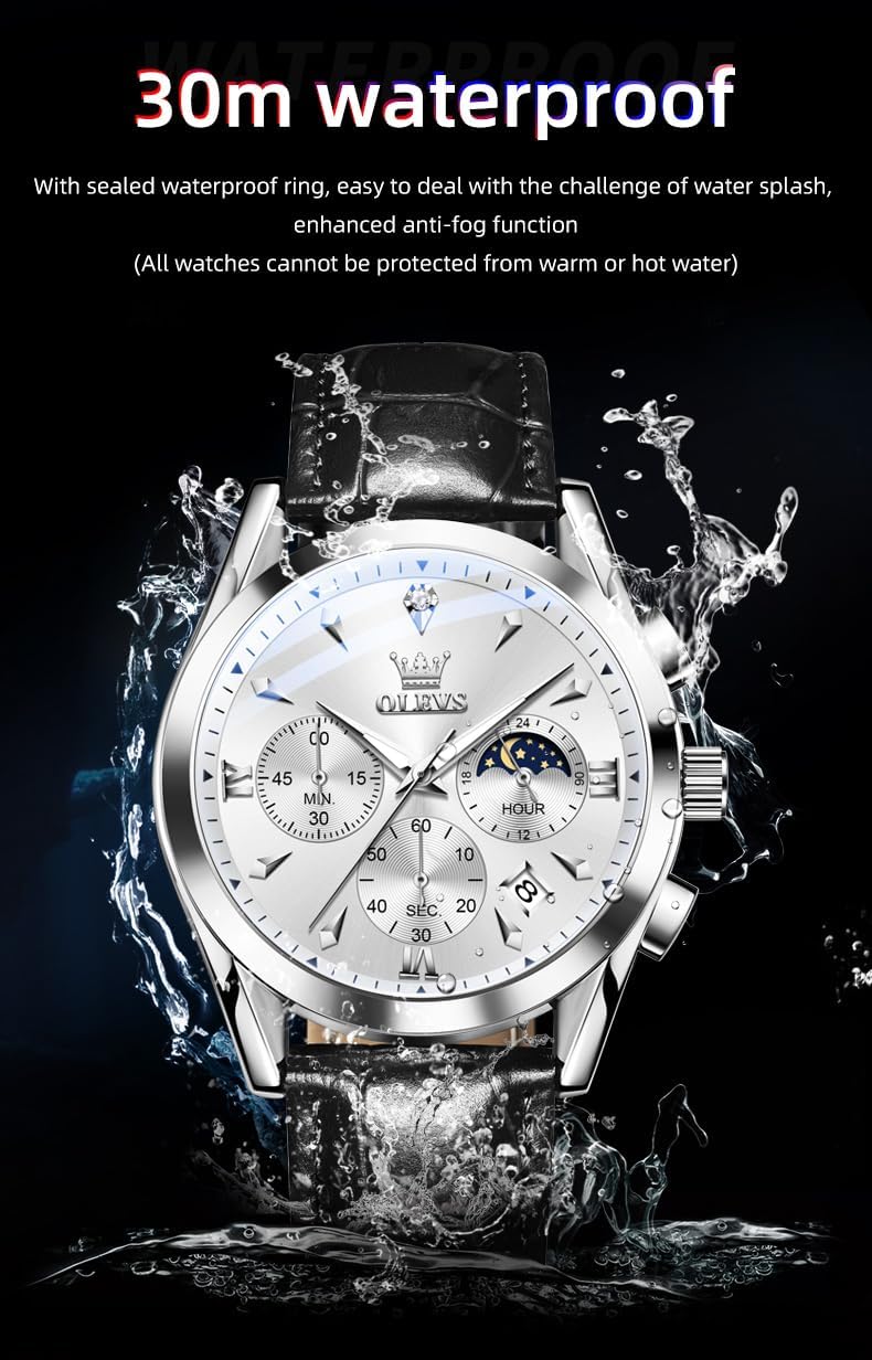 Relojes OLEVS para Hombre Lujo Esfera Grande Relojes Impermeables