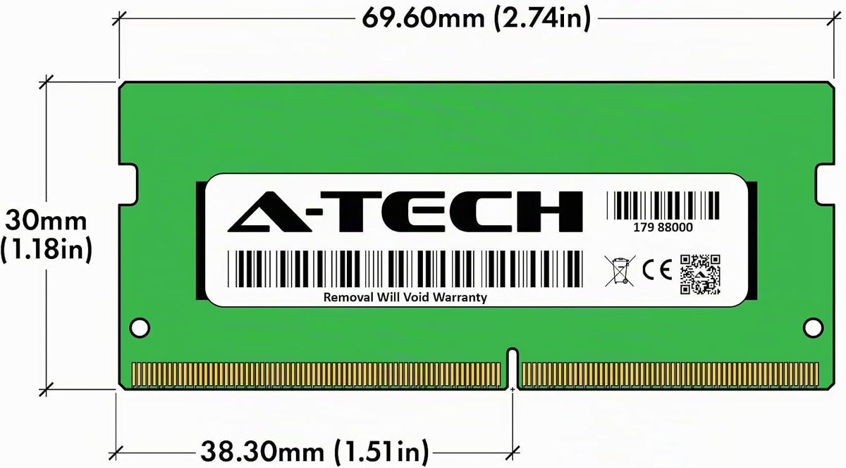 A-Tech 8 GB DDR4 2400 MHz SODIMM PC4-19200 (PC4-2400T) CL17 Módulo...