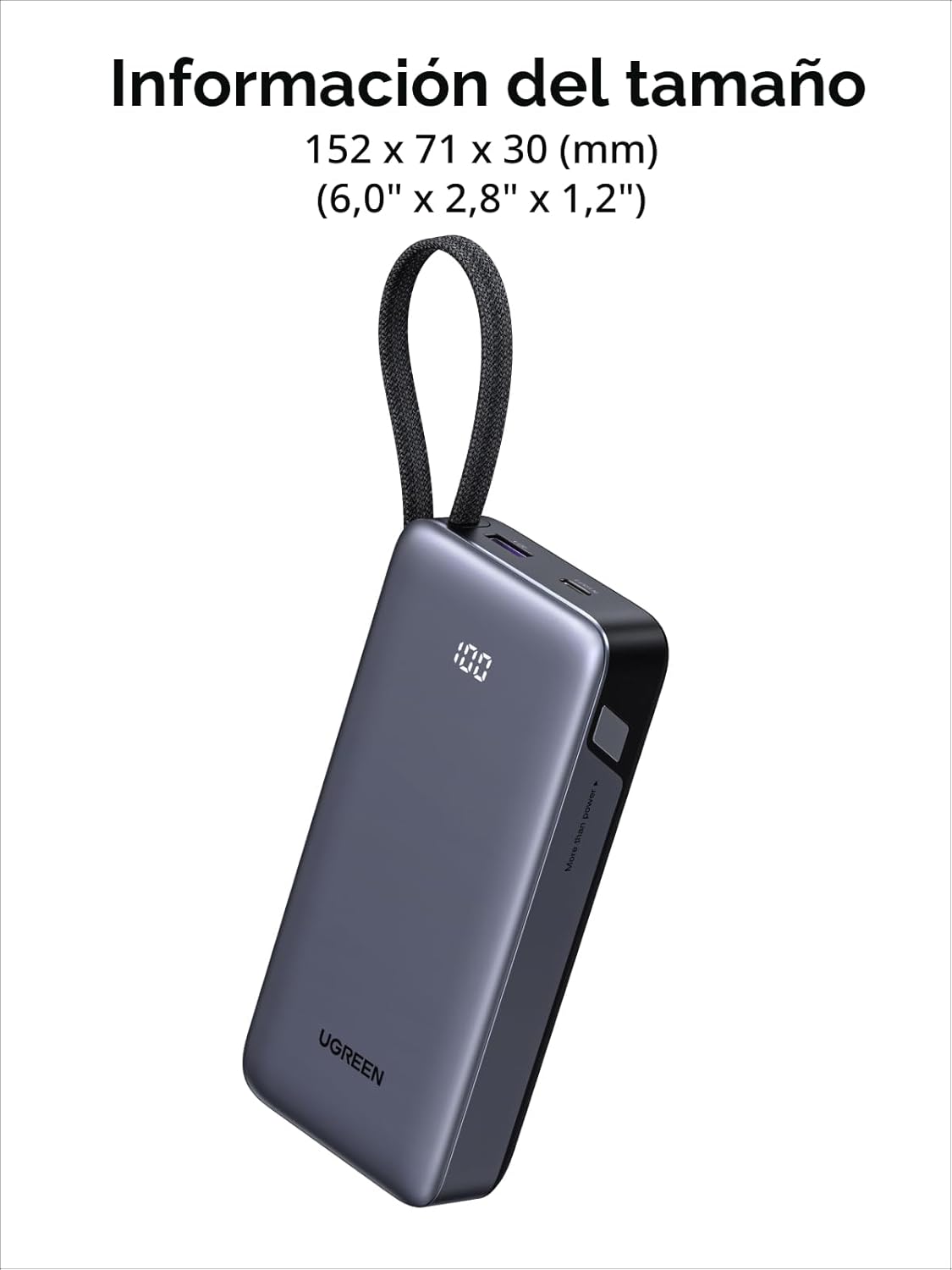 UGREEN Nexode Banco de Energía 20000mAh 45W con Cable Incorporado,...