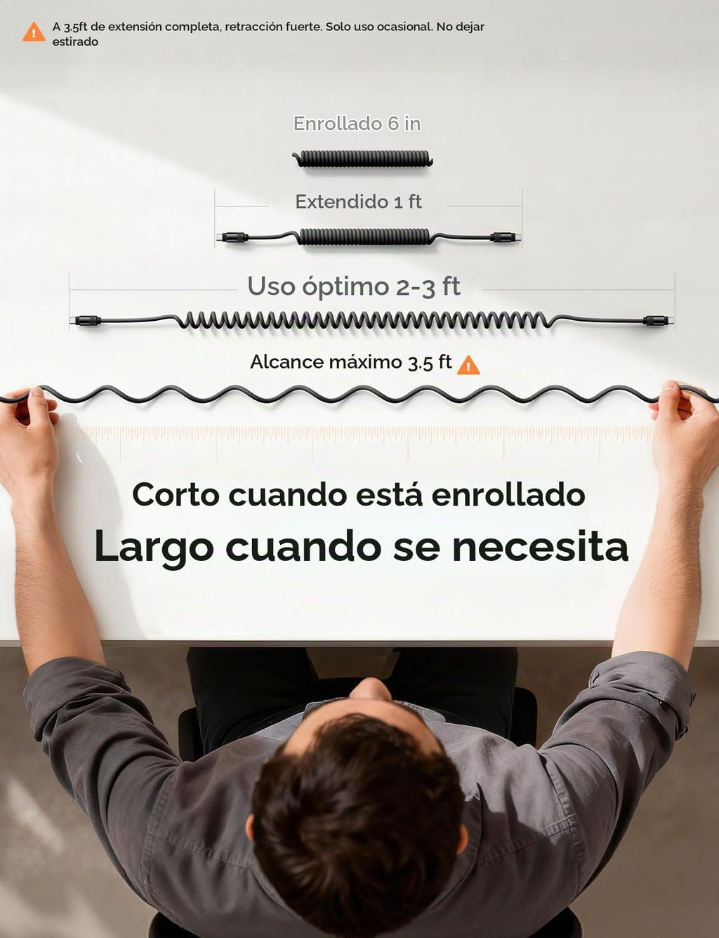 LISEN Paquete de 2 cables USB C a USB C en espiral de 60 W para Android