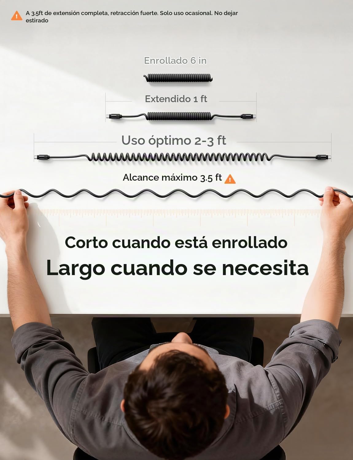 LISEN Paquete de 2 cables USB C a USB C en espiral de 60 W para Android