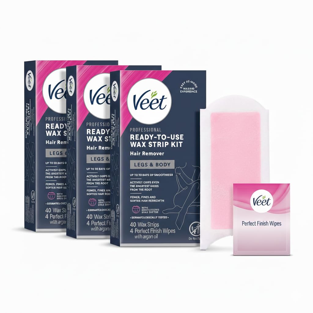 VEET Kit de depilación listo para usar para mujeres, tiras de cera...