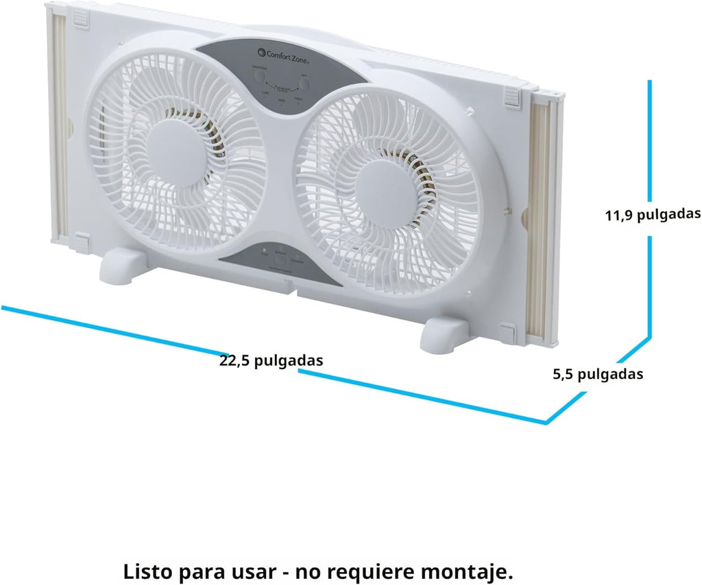 Comfort Zone CZ310R - Ventilador de ventana doble reversible de 3 v...