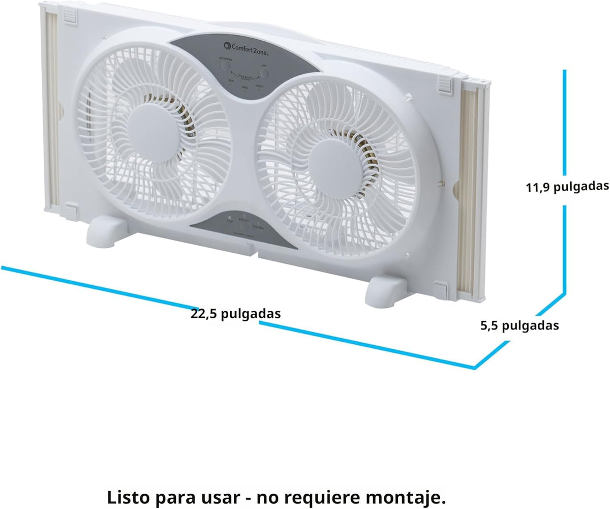 Comfort Zone CZ310R - Ventilador de ventana doble reversible de 3 v...
