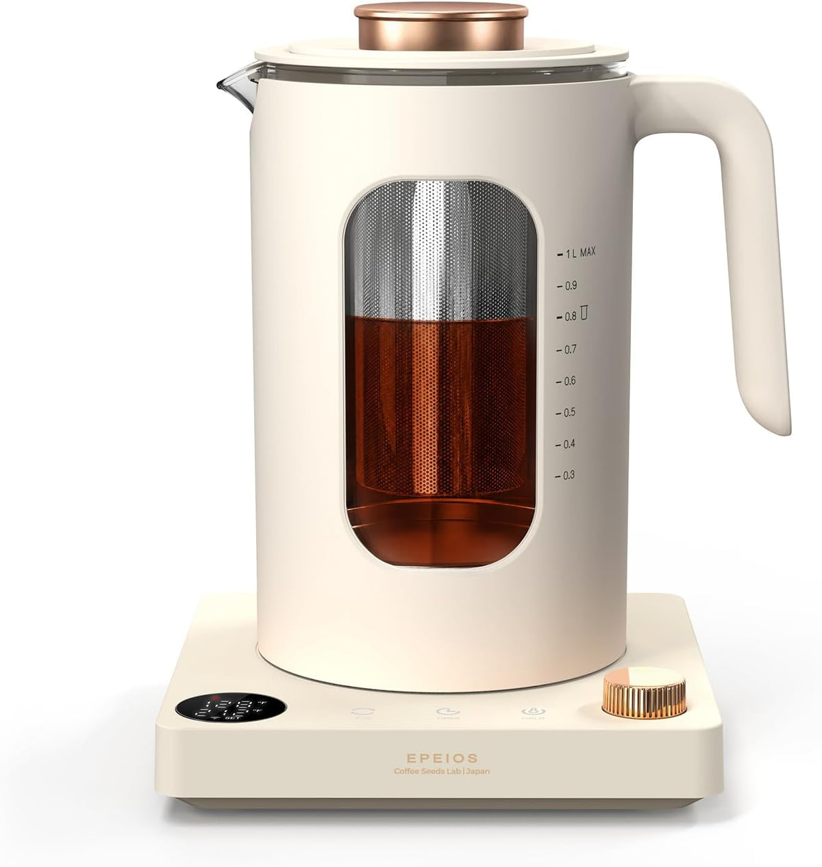 Epeios Tetera eléctrica con infusor, control de temperatura de ± 1 ℉, 1 L