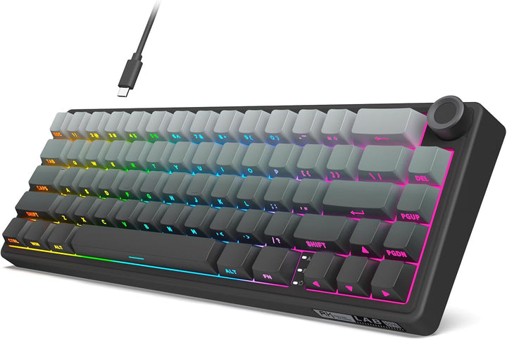 RK ROYAL KLUDGE R65 Teclado para juegos con cable con perilla de vo...