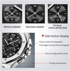 OLEVS Reloj para hombre Big Face Acero inoxidable Impermeable Luminoso Diamante