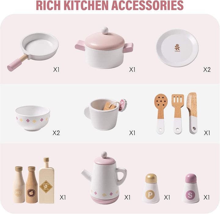 ROBUD Cocina de Juego para Niños Pequeños, Cocina de Juego de Mader...