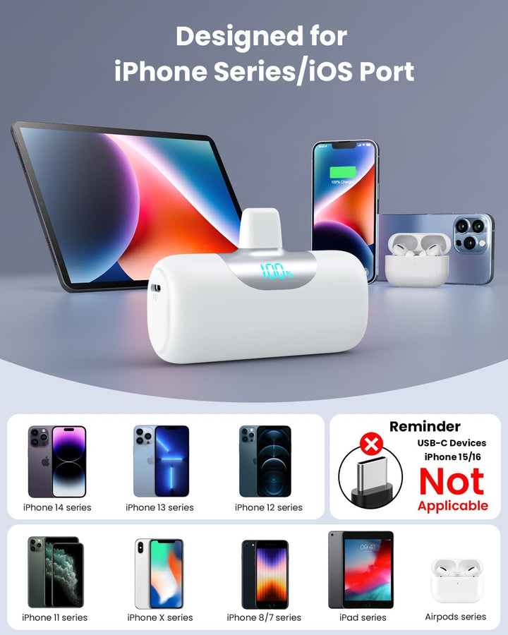 Mini Portable Charger for iPhone,Upgraded 22.5W PD Fast Charging 55...