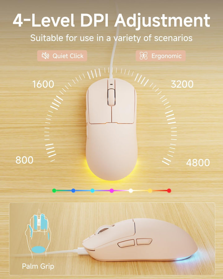 EWEADN Combo de teclado y mouse con cable con reposamuñecas desmont...