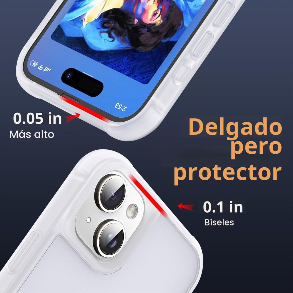 SKYLMW - Funda compatible con iPhone 15, con soporte magnético invisible tipo anillo, funda translúcida de grado militar para iPhone 15 de 6.1 pulgadas, compatible con MagSafe, translúcida