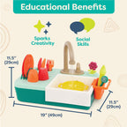 B. toys - Fregadero de juego, fregadero Splash-n-Scrub con grifo de agua corriente