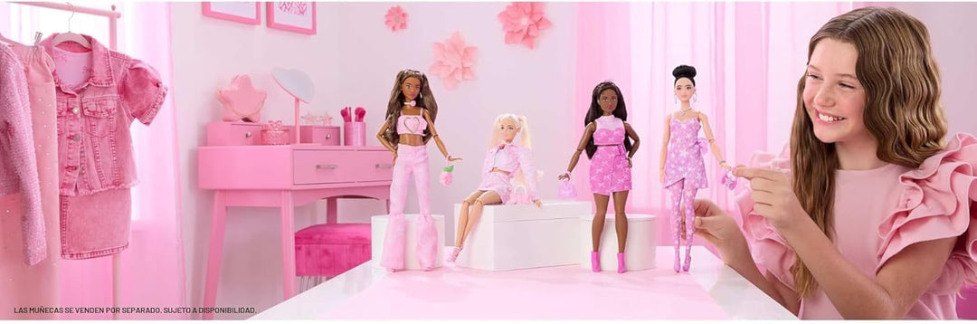 Barbie Muñeca de estilo de lujo #11 en vestido de mezclilla rosa es...