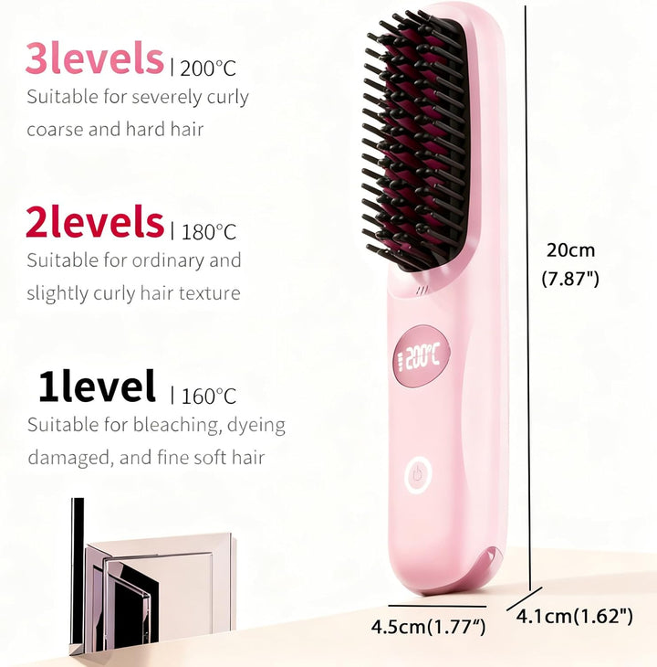 Go Brush Pro 2026 Cepillo alisador de cabello inalámbrico, mini ali...