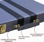 Backgammon - Juego de mesa clásico con funda de piel sintética de alta calidad, juego de estrategia de viaje portátil de backgammon para adultos, niños, noche de juego familiar, vacaciones y regalos (11 pulgadas, pequeño, gris)