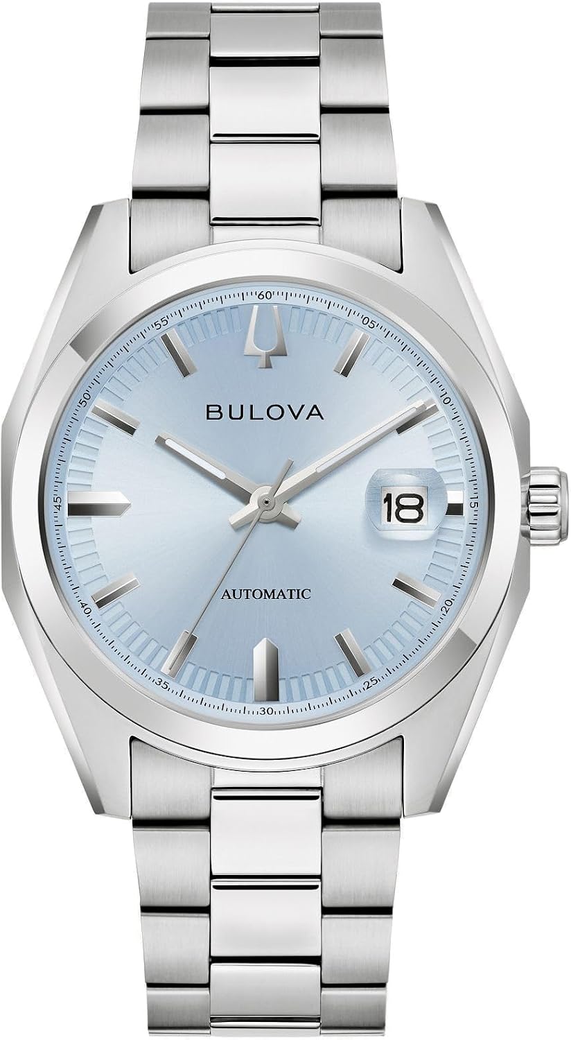Bulova Reloj automático 128.0 ft m - 96B469 del acero inoxidable del dial azul claro del topógrafo