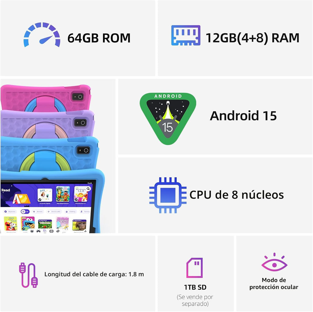 Plimpton Tableta para niños de 10 pulgadas - Tablet Android 15