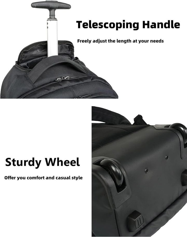 Mochila de viaje Matein impermeable con ruedas, Negro