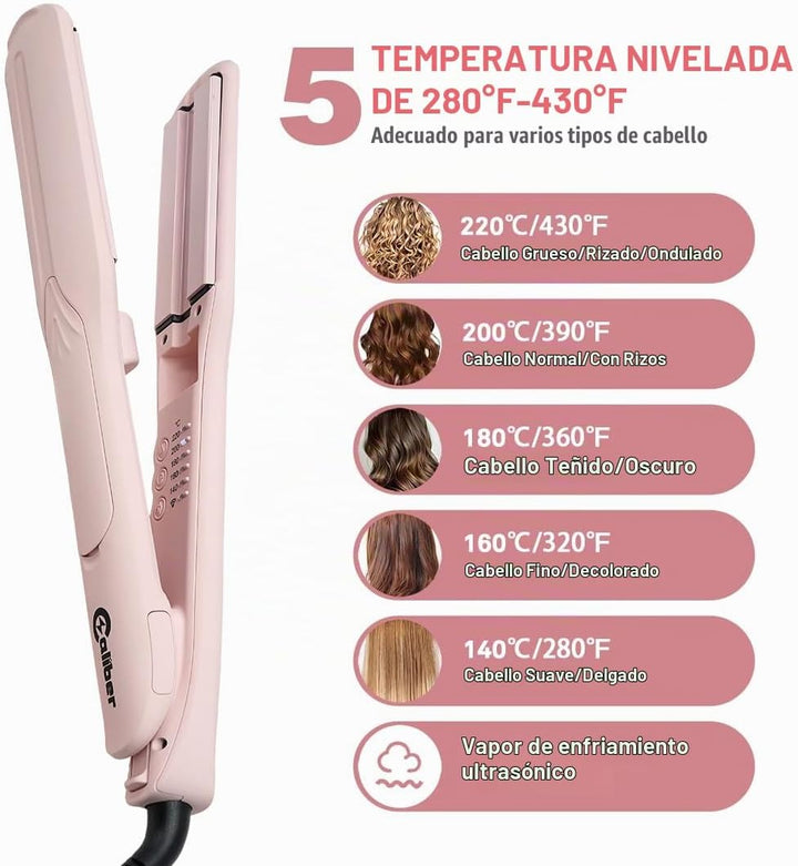 Caliber VaPURE - Plancha de pelo ultrasónica infrarroja, placas de...