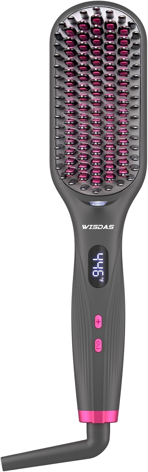 WISDAS Cepillo alisador de cabello iónico con control digital de te...