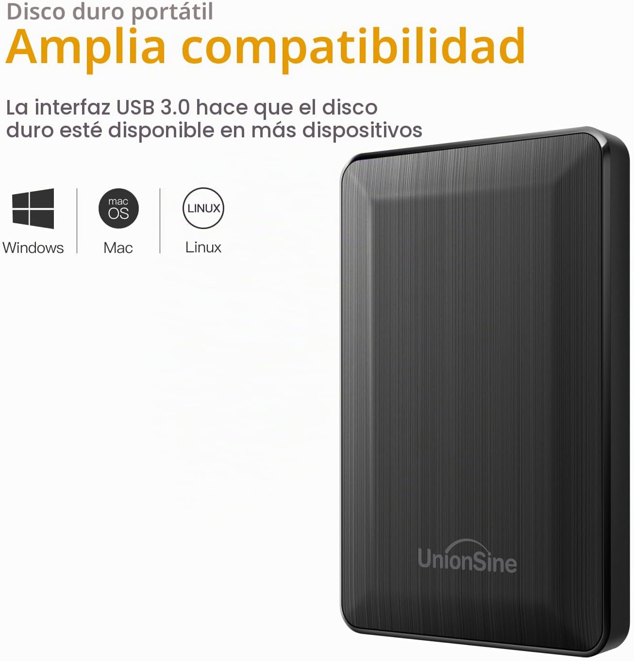 UnionSine Disco duro externo portátil de 2,5" 500 GB, negro | A...