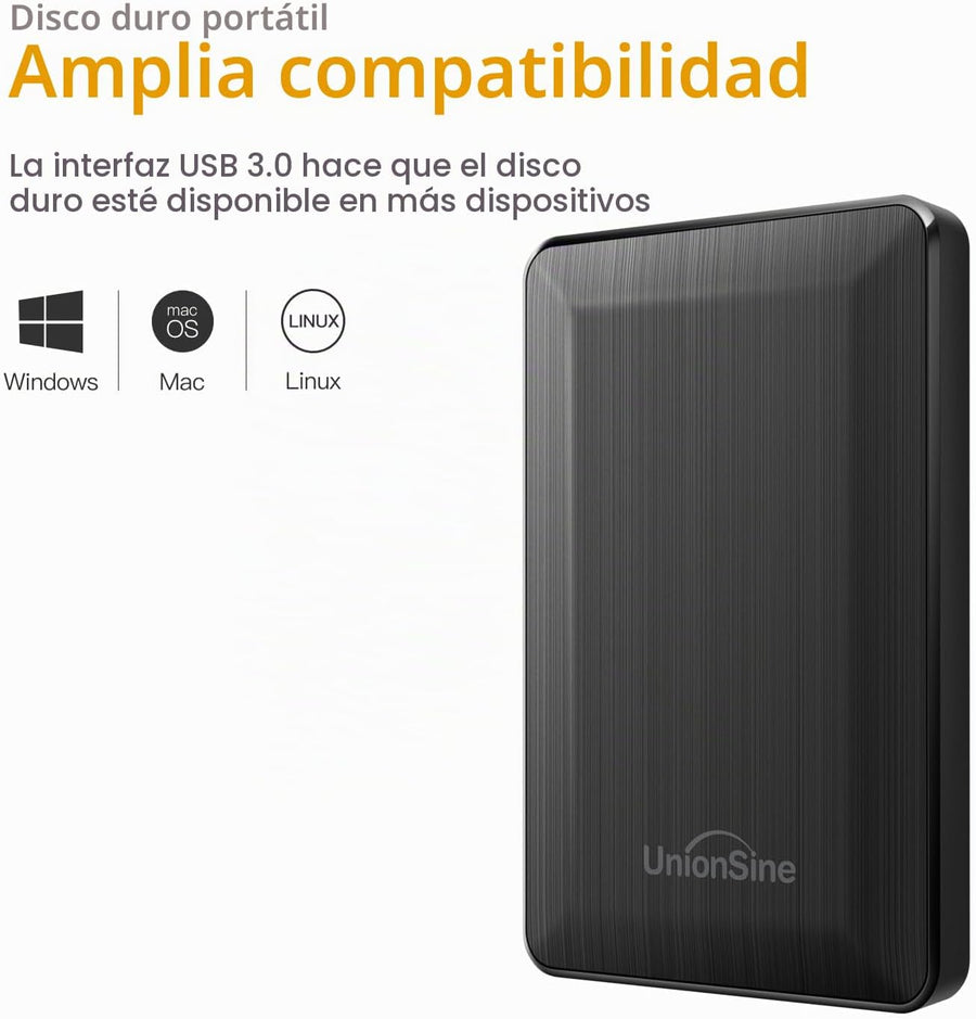 UnionSine Disco duro externo portátil de 2,5" 500 GB, negro | A...