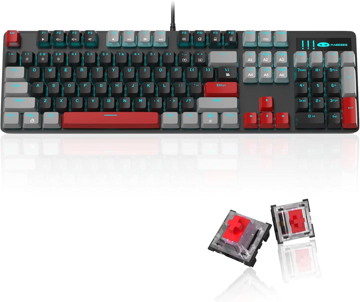 MageGee Teclado mecánico para juegos, 104 teclas, teclados retroilu...