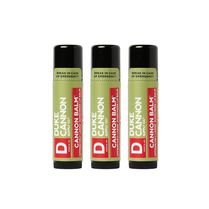 Duke Cannon Balm Bálsamo labial táctico paquete de 3 con SPF 15, 0....