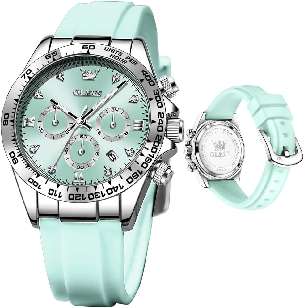 OLEVS Relojes de diamante de lujo pequeños para mujer - Pulsera de acero inoxidable, impermeables, analógicos, luminosos, con fecha, relojes de vestir de negocios para damas