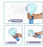 Pistolas automáticas de burbujas con luz, 2 máquinas de burbujas de alto rendimiento con solución de burbujas y concentrado de burbujas, juguetes manuales para hacer burbujas a batería para más de