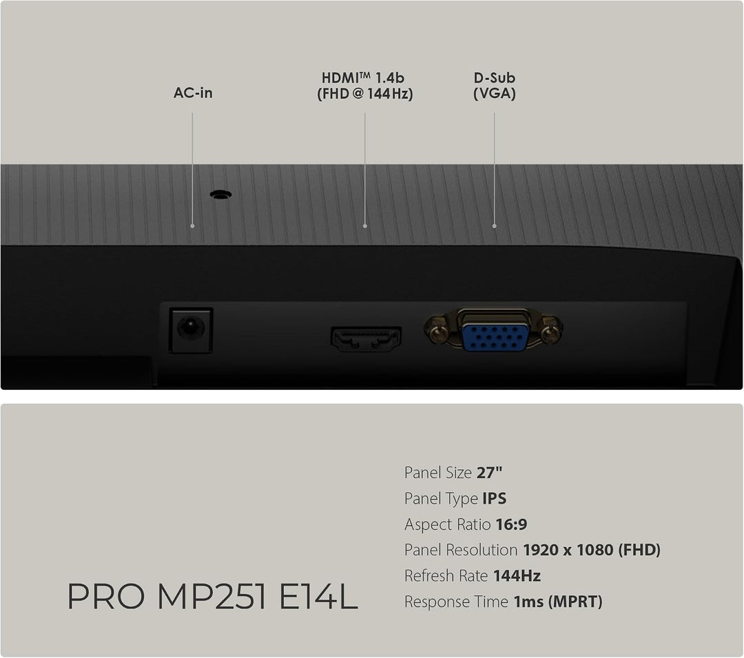 msi PRO MP251 E14L - Monitor de oficina para computadora IPS 1920 x...