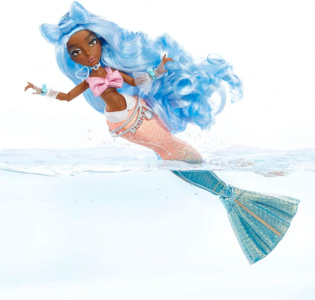 MERMAZE MERMAIDZ Muñeca de sirena Shellnelle que cambia de color con atuendo y accesorios de diseñador, cabello elegante y cola esculpida, posable, multicolor, 580829