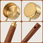 Juego de tazas y cucharas medidoras doradas con mango de madera de acero inoxidable US Metric