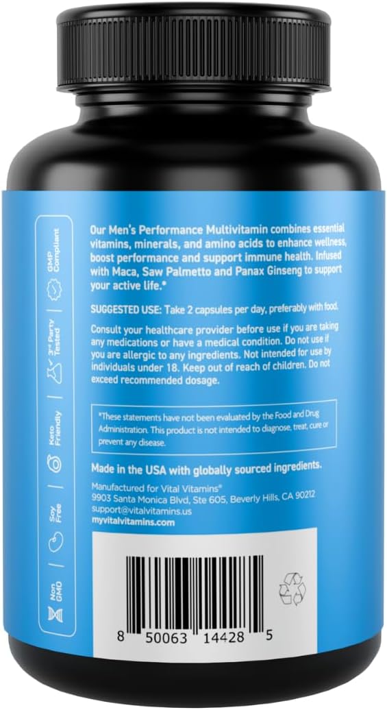 Vital Vitamins Complejo multivitamínico para hombre, fabricado con...