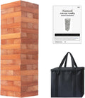 Nattork Torre gigante (pila de 1.77 pies a 4 + pies), juego de bloques gigantes apilables de madera | Hecho de madera de pino de alta calidad | Ideal para la familia, 54 unidades, marrón