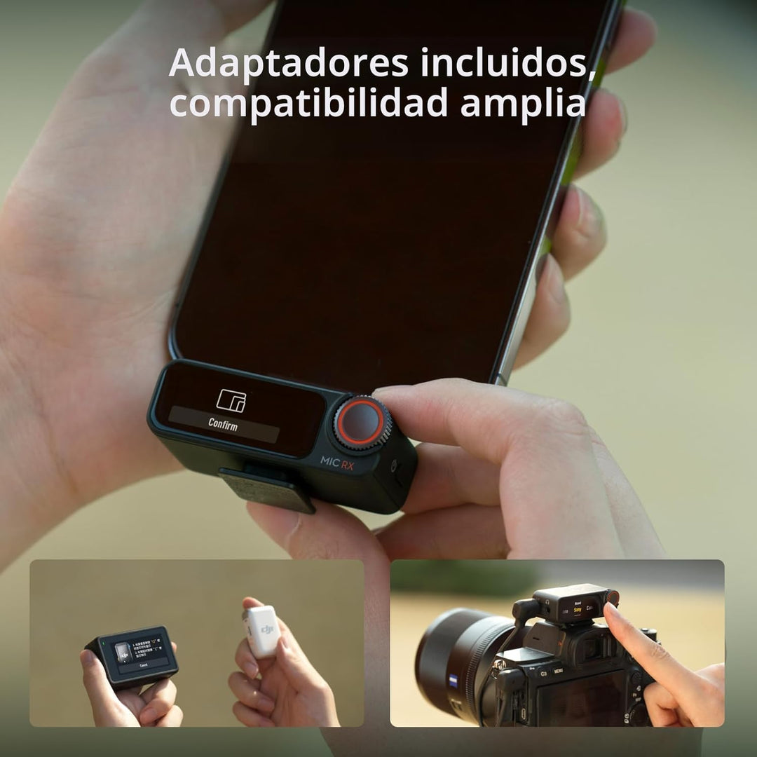 DJI Mic 2 (1 TX + 1 RX), micrófono inalámbrico con cancelación inte...