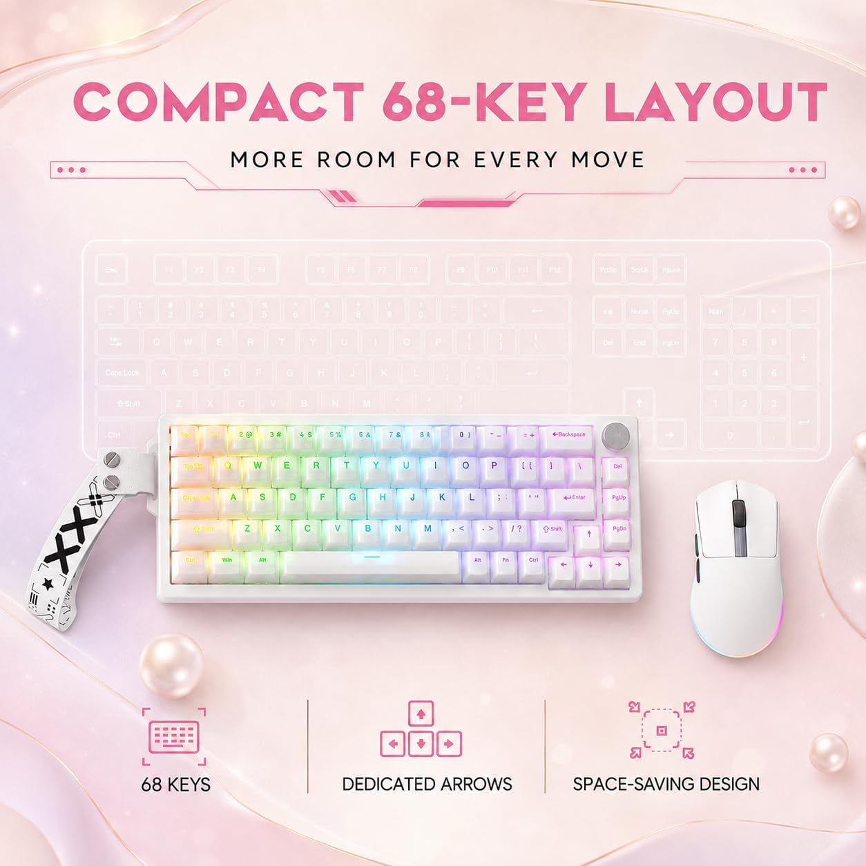 Gaozen Teclado mecánico para juegos FURYCUBE 68% con retroiluminaci...