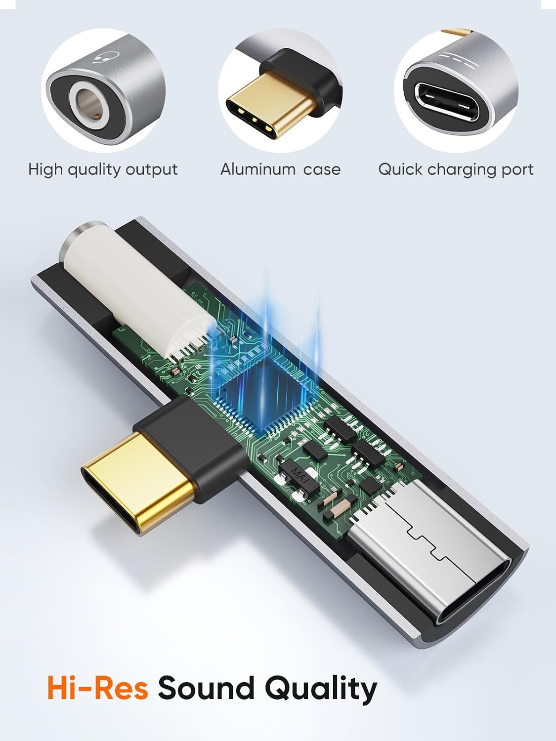 CableCreation USB-C a 3.5 mm Adaptador para auriculares y cargador 2 en 1 Charger