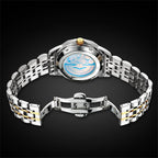 OLEVS Relojes de Hombre Esqueleto Automático Lujo de Negocios Diamante Autoentregado (Self Winding) Reloj de Pulsera de Acero Inoxidable con Calendario