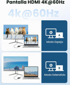 Adaptador USB-C a HDTV con salida HDTV 4K@60Hz, convertidor multi-AV para MacBook/Mac Pro Air iPad Pro y más dispositivos con puerto Type-C