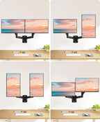 MOUNT PRO Soporte de pared para monitor dual para 2 pantallas de computadora de hasta 32 pulgadas, brazo de pared de doble monitor con capacidad para hasta 19.8 libras cada uno, soporte de monitor de